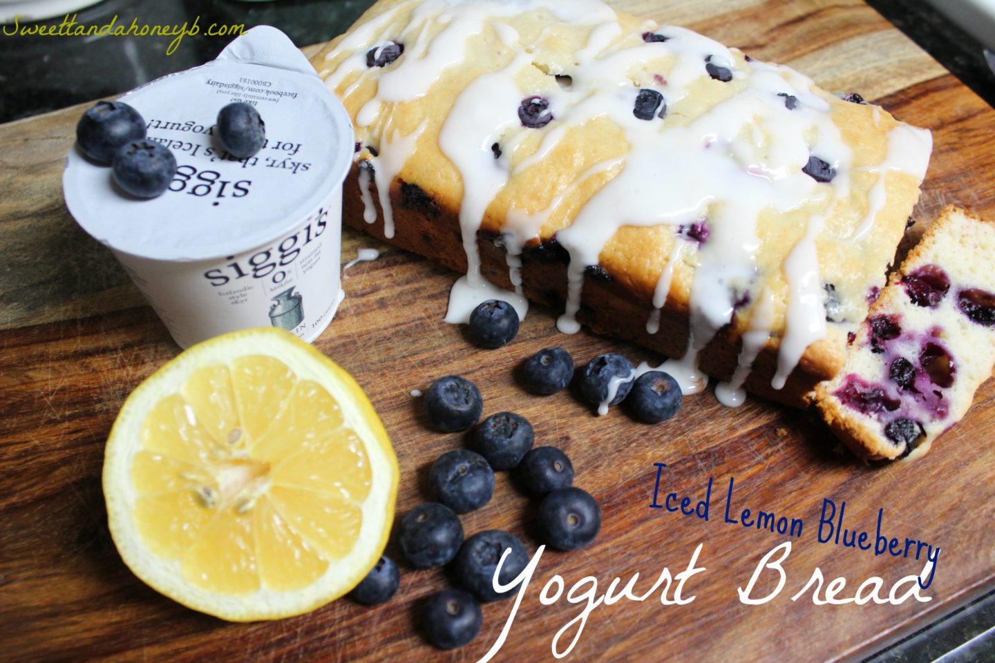 Iced Lemon Blueberry Yogurt Bread